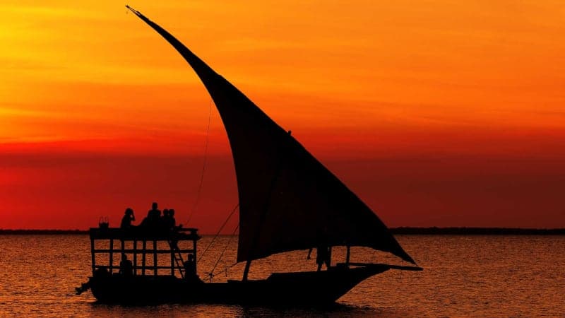Tourist enjoying Sunset Dhow Cruise in Zanzibar - Cruises tour experience